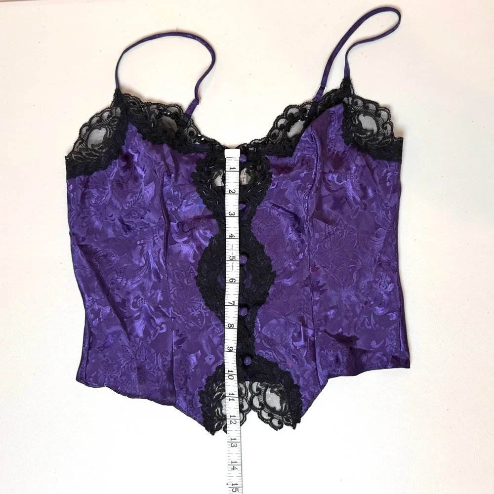 Victoria’s Secret 90s Vintage Purple Satin Camisole & Panty Set Lace Lingerie